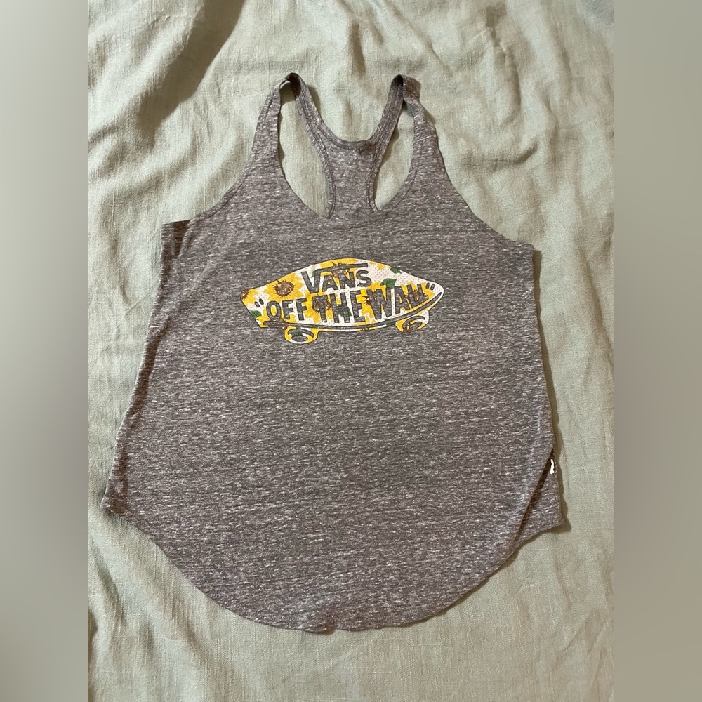Vans grey and sunflower print tank